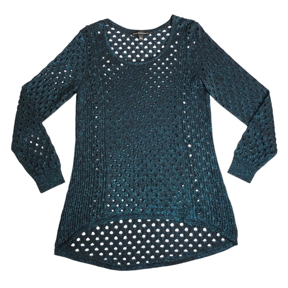 Rock & Republic Teal Long Sleeve Knit Top